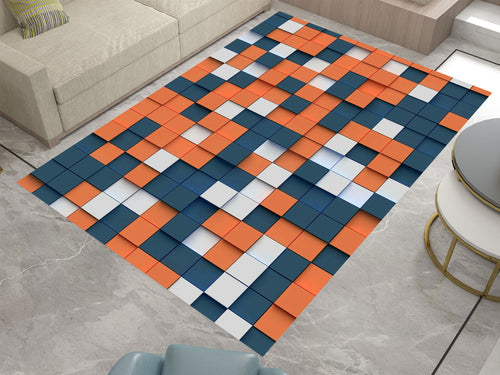 3D Square Shapes Area Rugs For Living Room Bedroom, Modern Design Carpet, Dinning Room Washable Rug