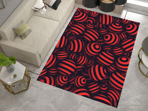 3D Red Balls Area Rugs for Living Room Bedroom, Modern Design Carpet, Dinning Room Washable Rug